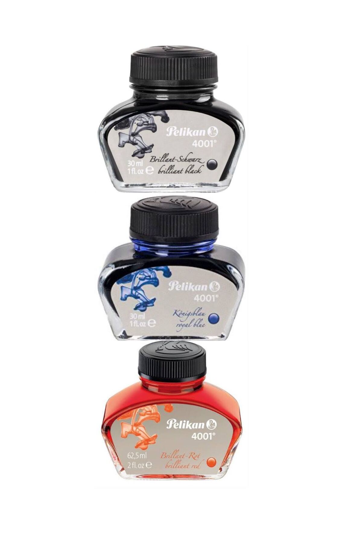 Pelikan 4001 Dolma Kalem Mürekkebi 30 ml 1 Siyah 1 Mavi 1 Kırmızı