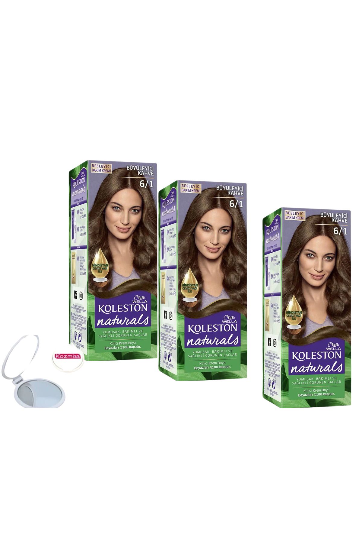 رنگ موی Koleston Naturals 6/1 Charming Brown 3 عدد + آینه Wella