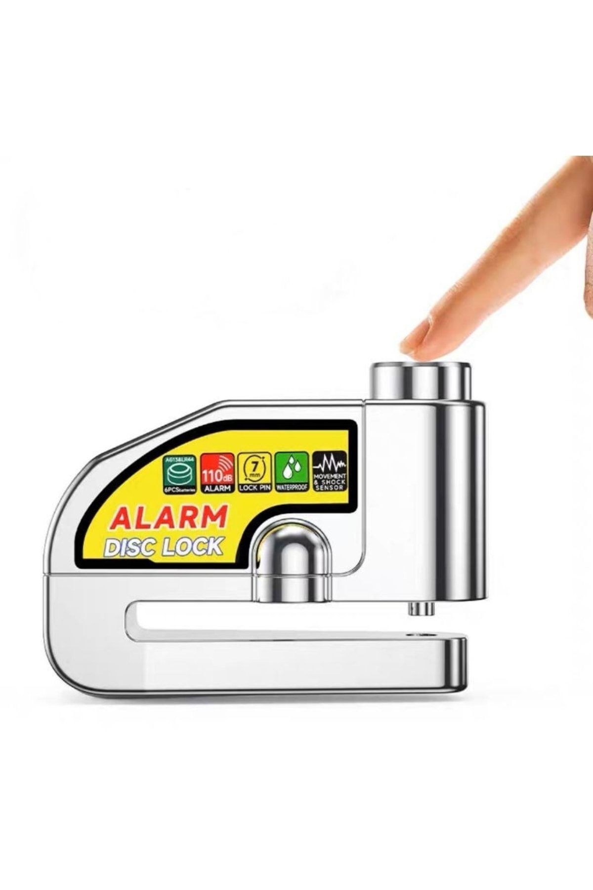 MOTOANL Motosiklet Alarmlı Çelik Disk Kilidi 110 Desibel Ses 7 Pin Girişli Motor Alarmlı Disk Kilit