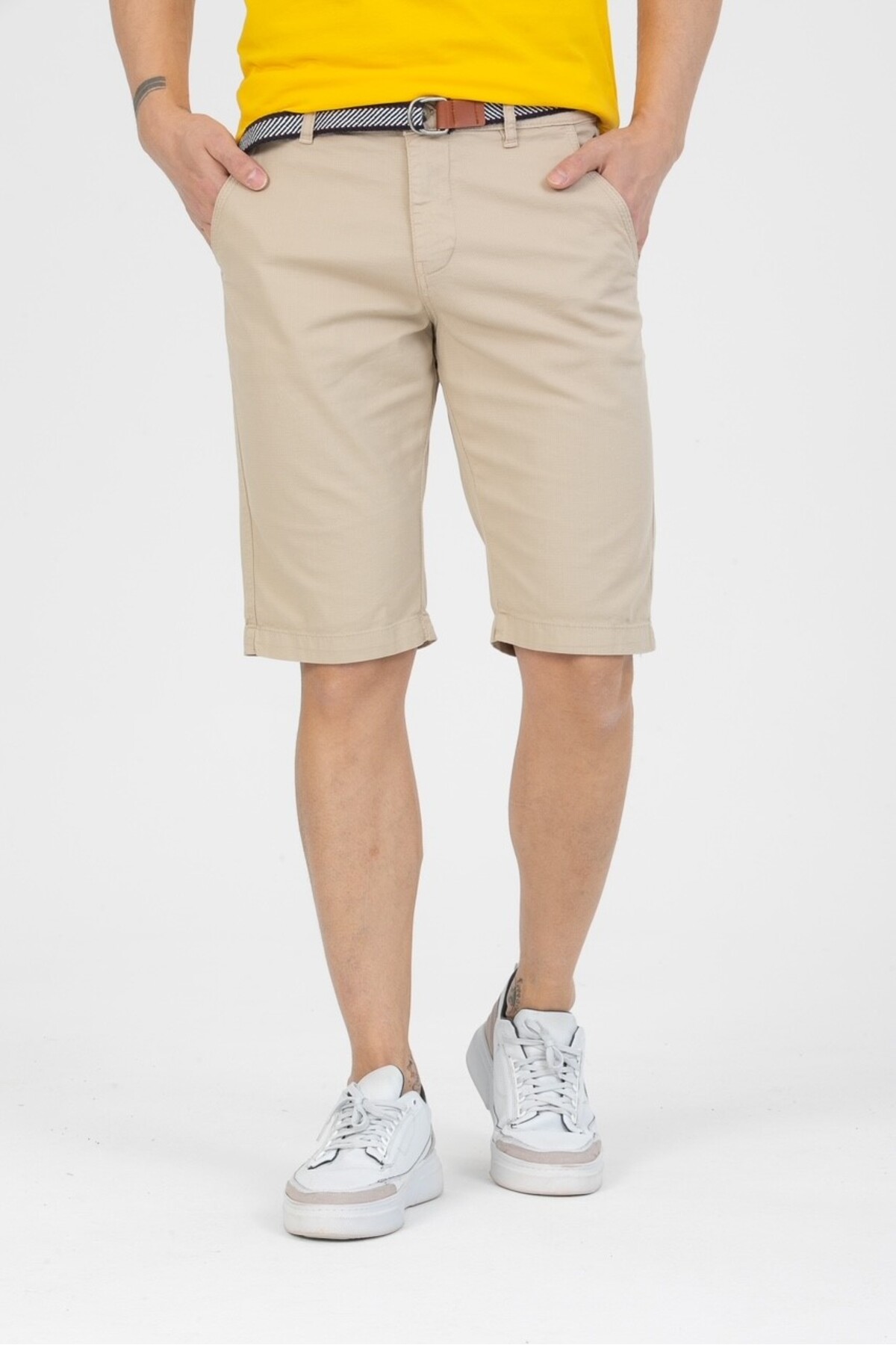 وایز شلوارک کاپری مردانه طرح سنگ، مناسب برای هدیه، از جنس کتان و جیب کناری