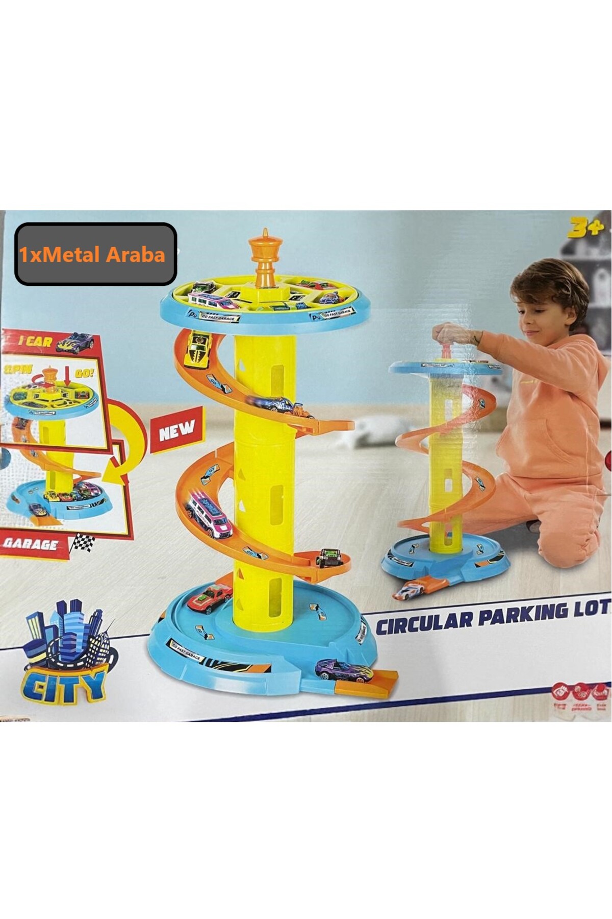 GÜZELYÜZ AVM 3 Katlı Otopark Garaj Seti City Parking Garage Play Otopark Garaj Seti 1 Metal Araç Dahil Aksesuarlı