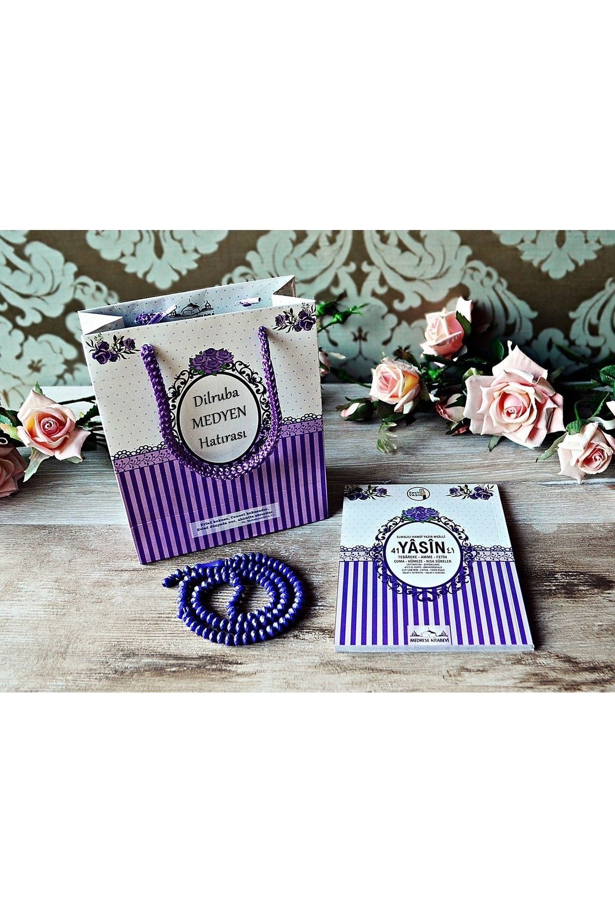 Medrese Yayınları Yasin Kitabı Cüzü 25 Li Karton Çantalı Gül Kokulu Telefonda Sesli Dinleme Doğum Mevlüt Mor Renk fotoğrafı 2 (önizleme)