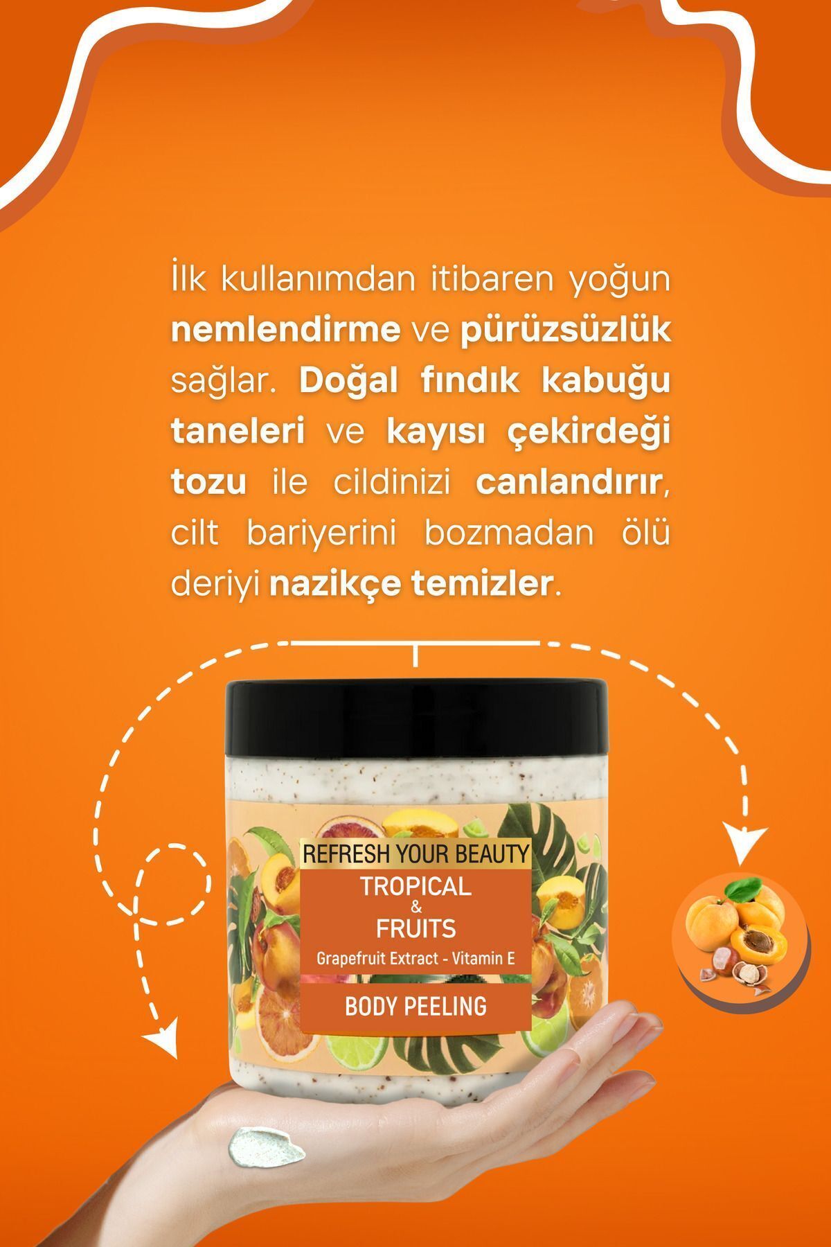 Tropikal Meyveli Vücut Peelingi, Greyfurt Özü ve E Vitamini ile Canlı Ferahlık, 500ml — ORS-BDYPLNG-06 — تصویر 4 از 8