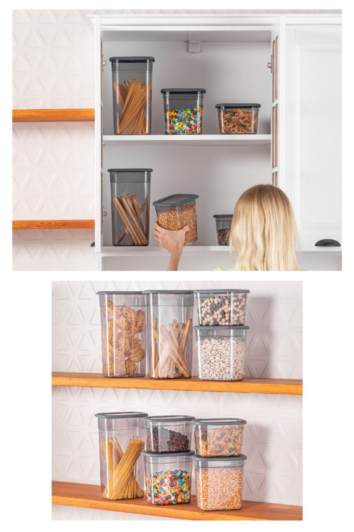 Vienev-Set of 9 Long Rectangular Storage Container with Poly Transparent Lid 3.2 Liters 2