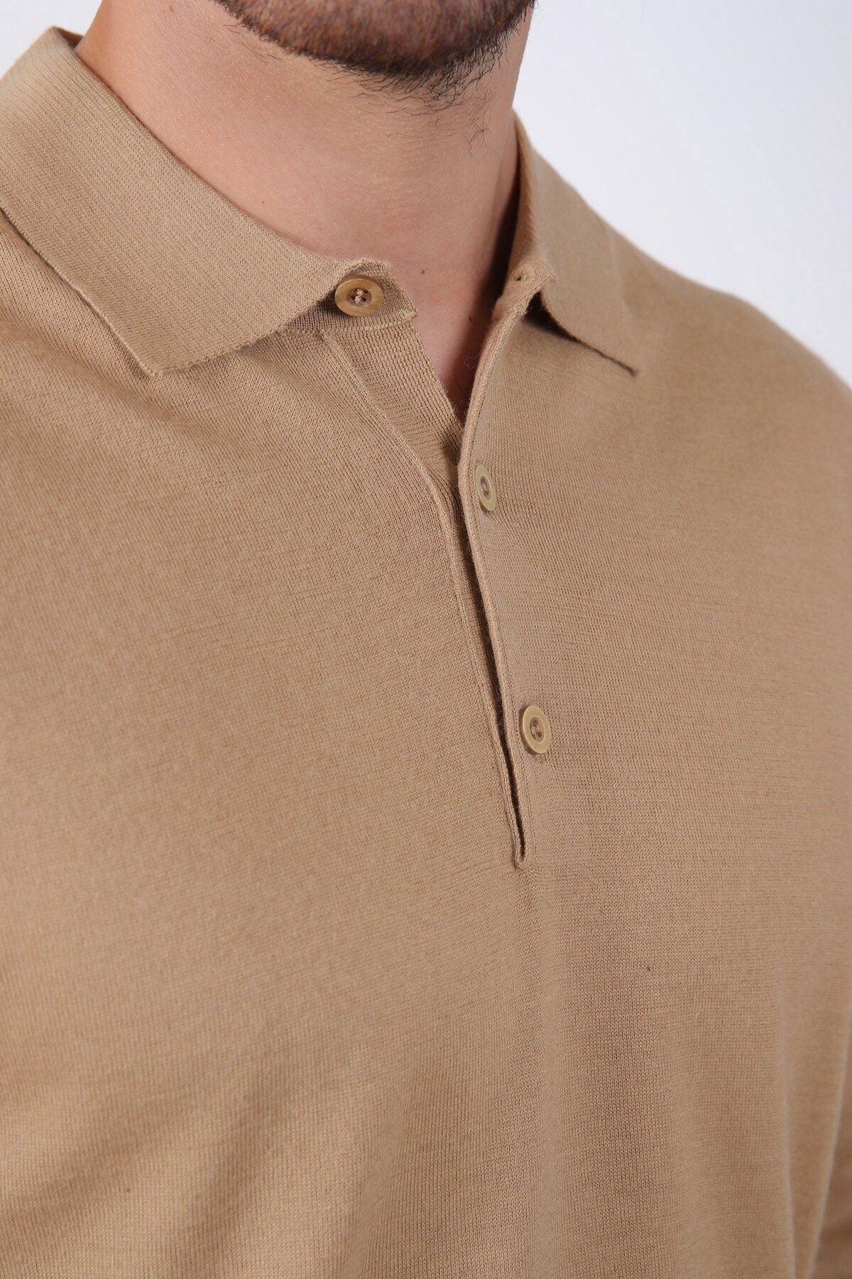 Ferraro-Pulover de tricotaj pentru bărbați cu guler polo Camel 2