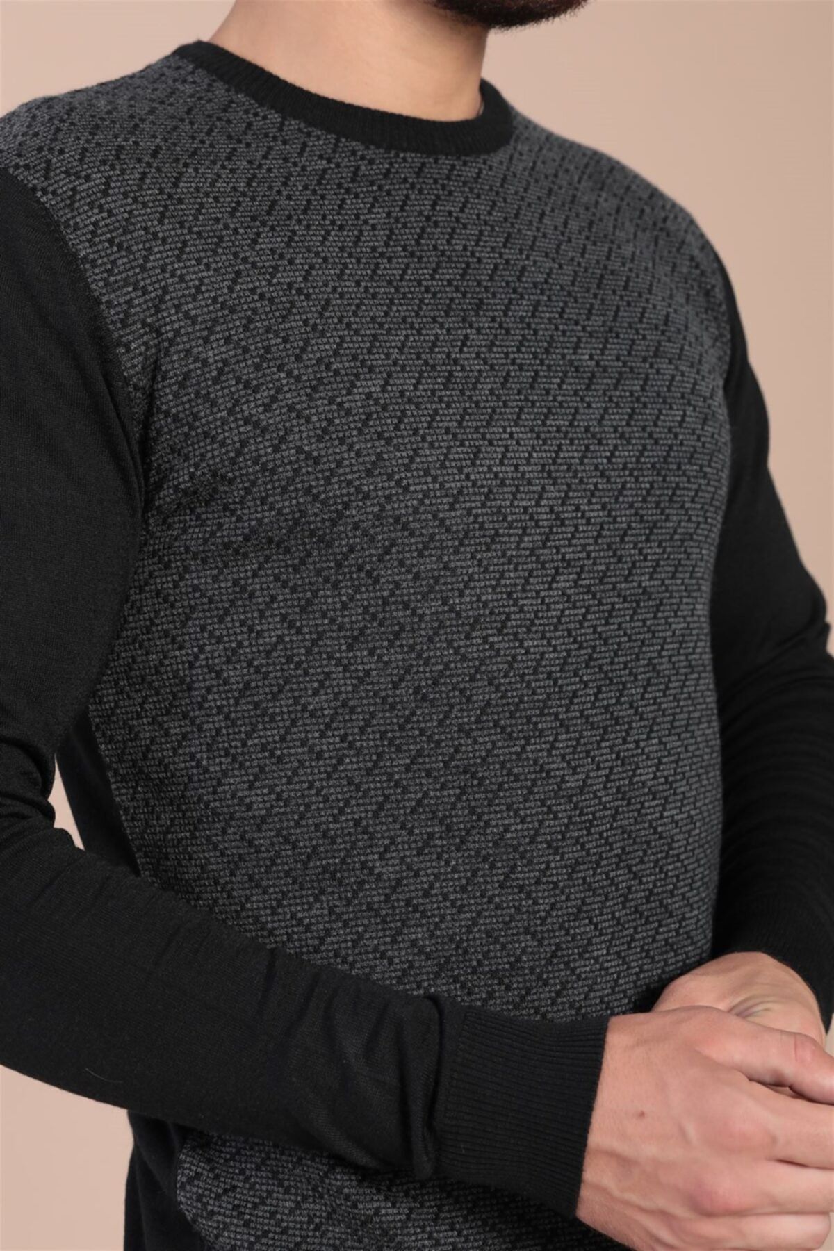 Ferraro-Pulover negru din lână superfină pentru bărbați 4