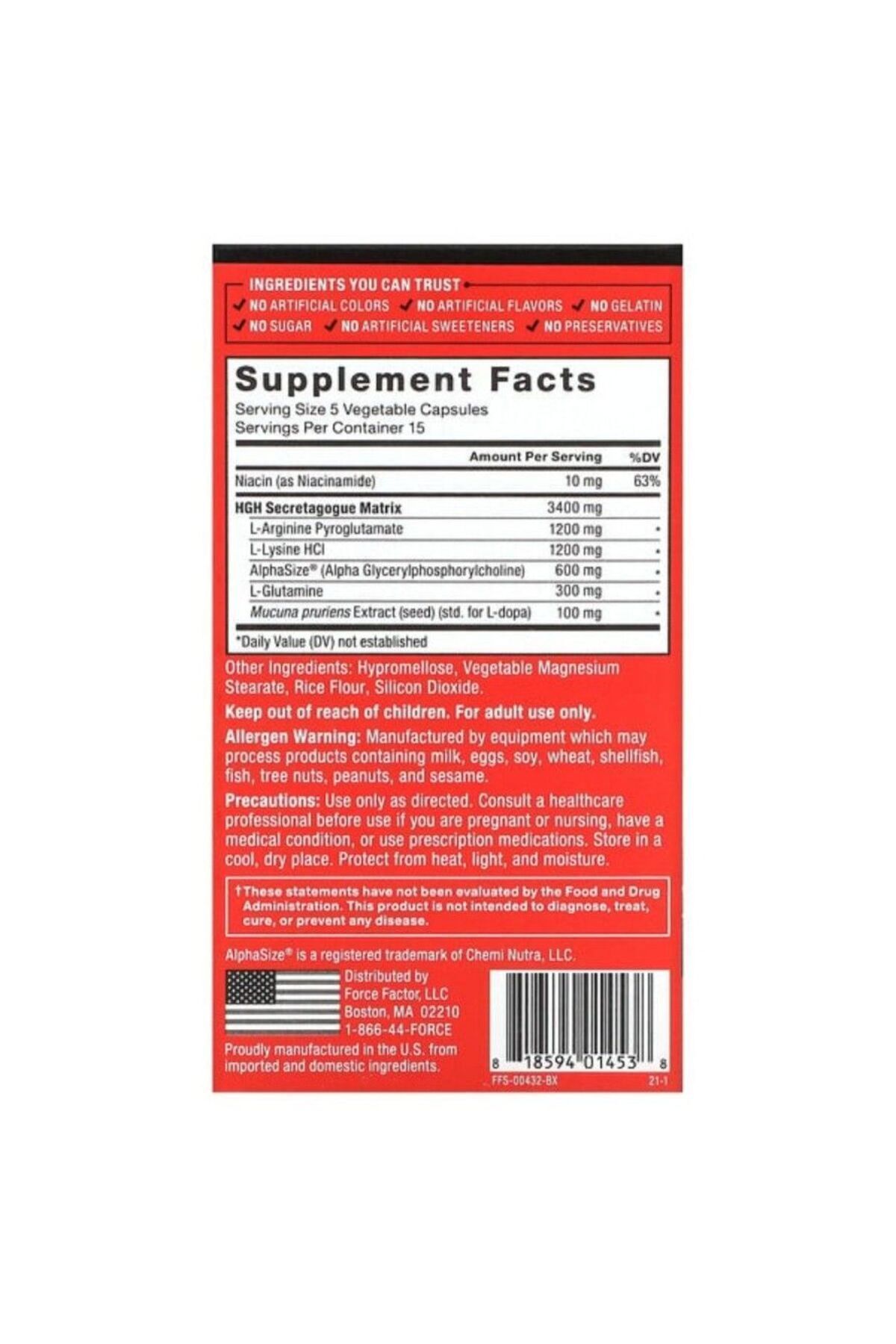 force factor-Prime Hgh + Niacin + Dopa mucuna Secretion Activator 75 Capsules 2