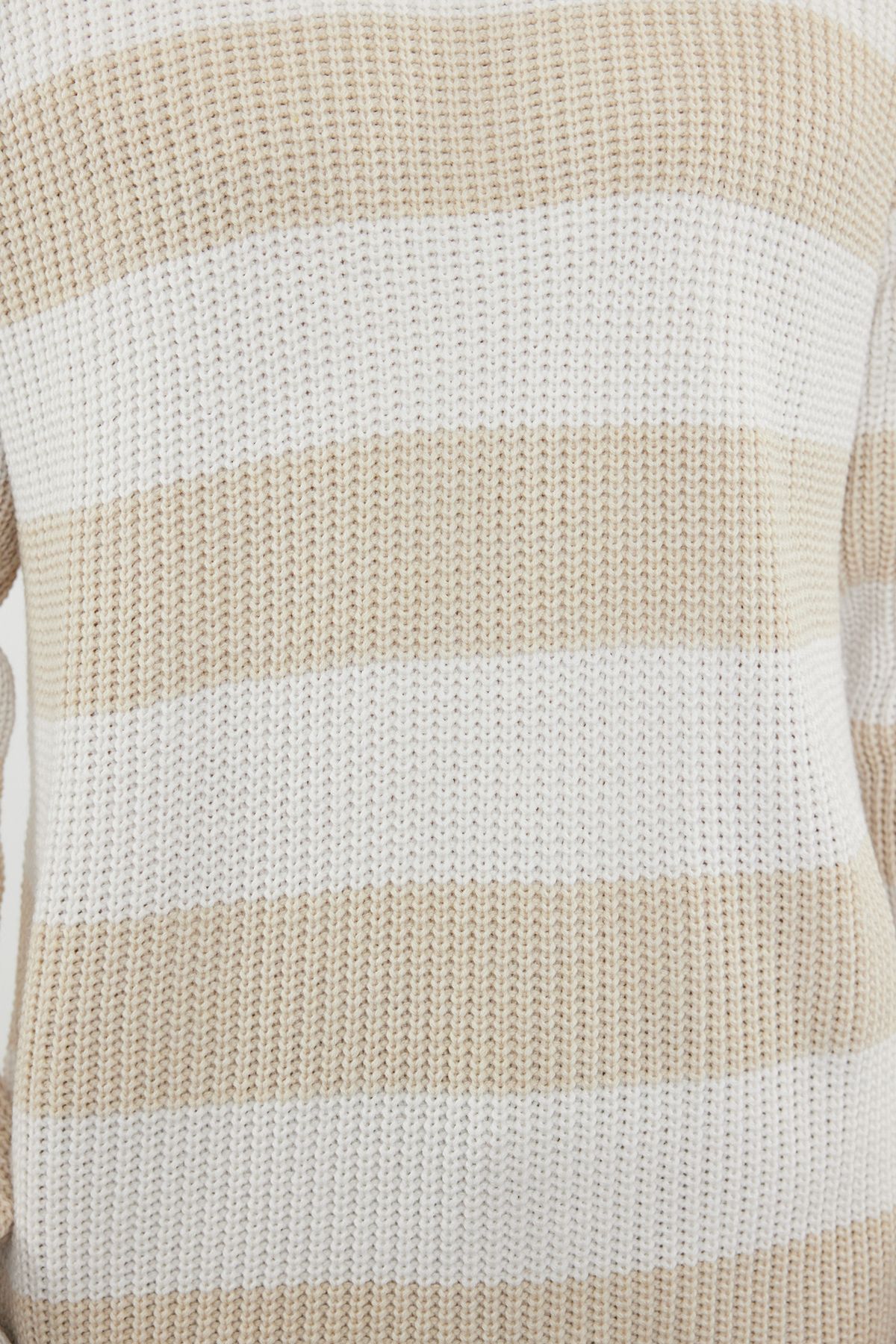 Trendyol Collection-Oversize Double Crew Neck Striped Knitwear Sweater - Tmnaw23Kz00106 5