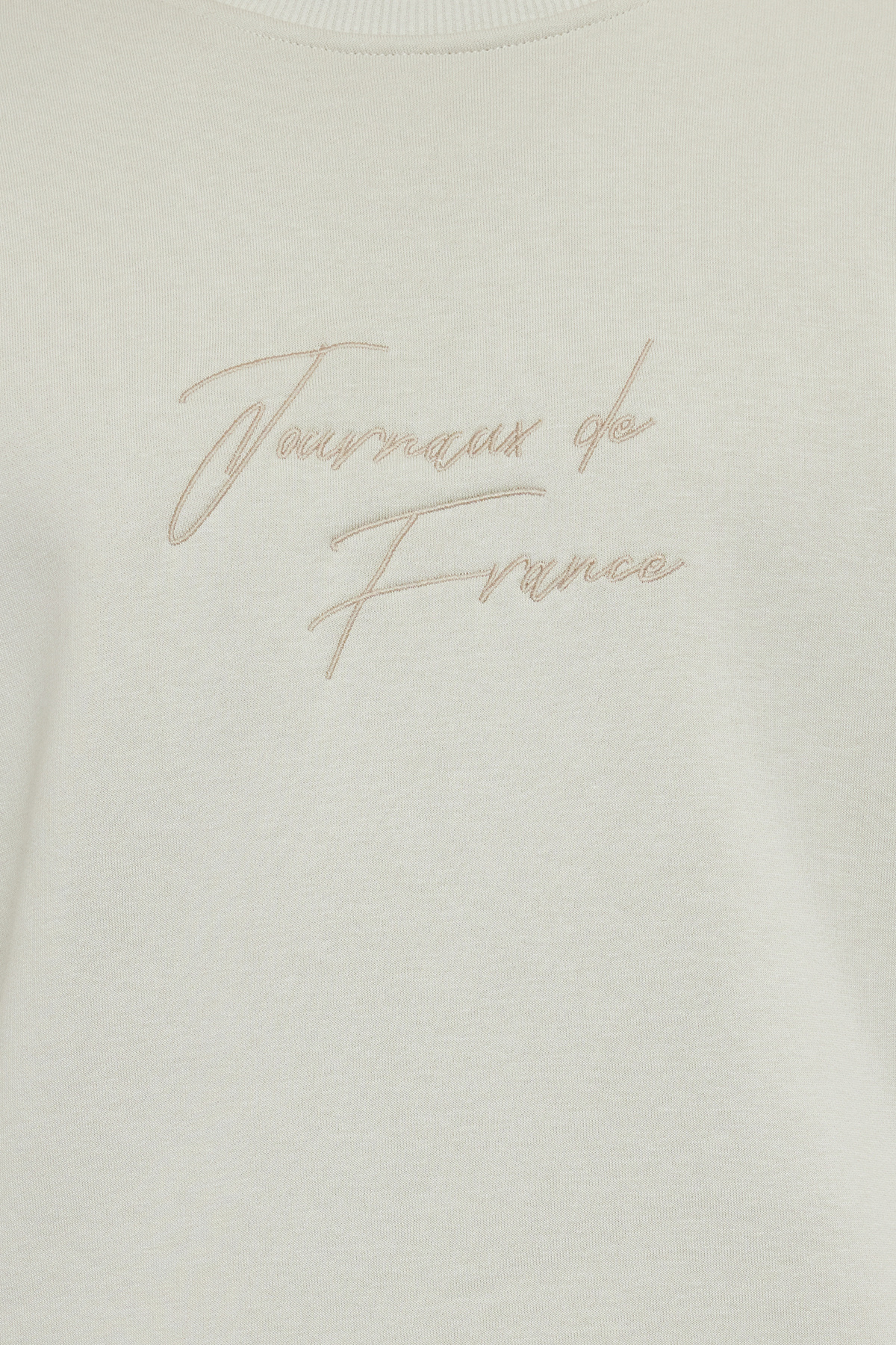 Trendyol Collection Stone Oversize/Weit geschnittenes, mit Text besticktes, dickes Fleece-Sweatshirt TMNAW25SW00091