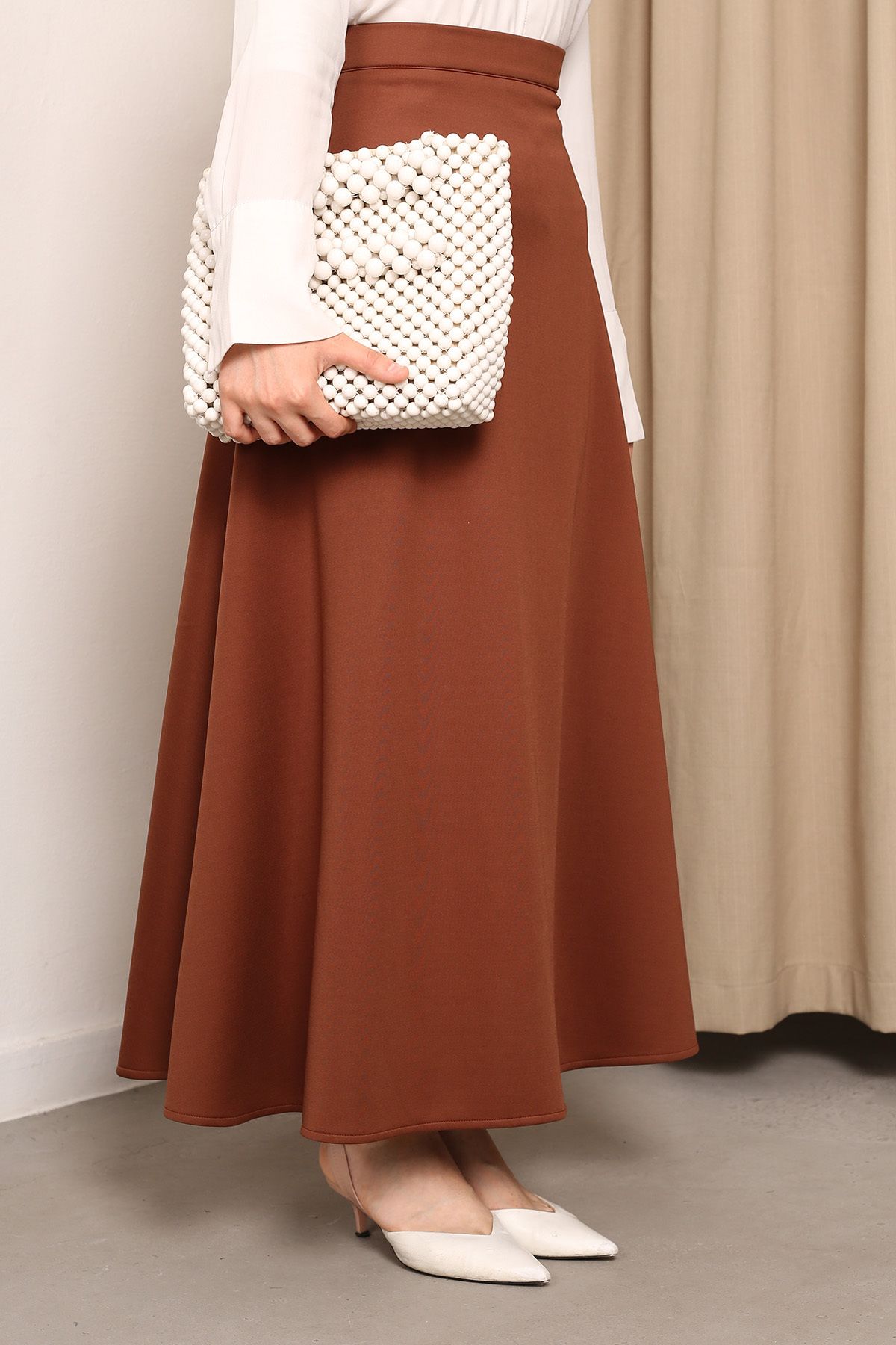 İmajButik-تنورة سكوبا باللون البني 3