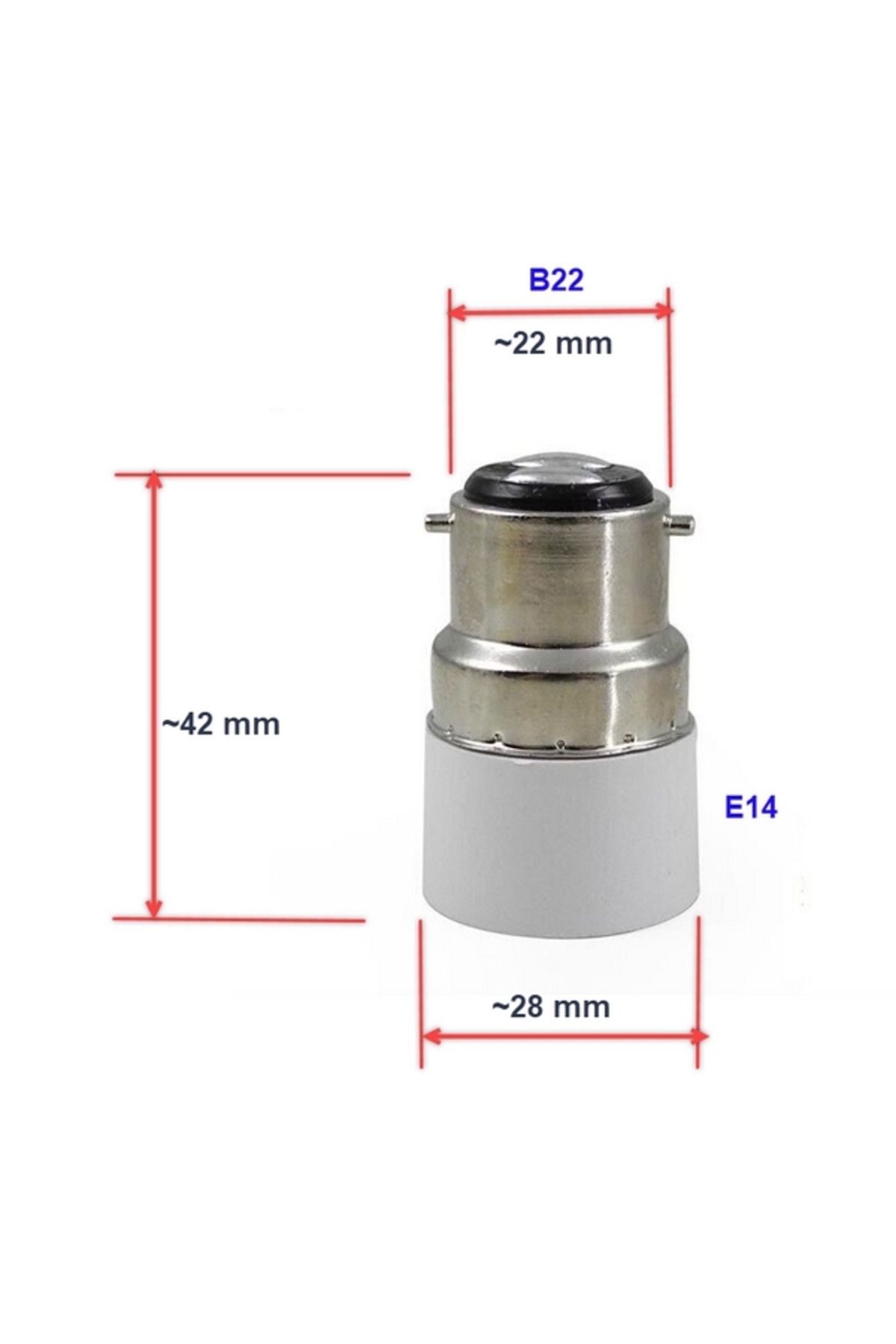 detaykablo-B22 to E14 Lampholder Converter Adapter (Use E14 CANDLE Bulb on B22 lampholder) 5