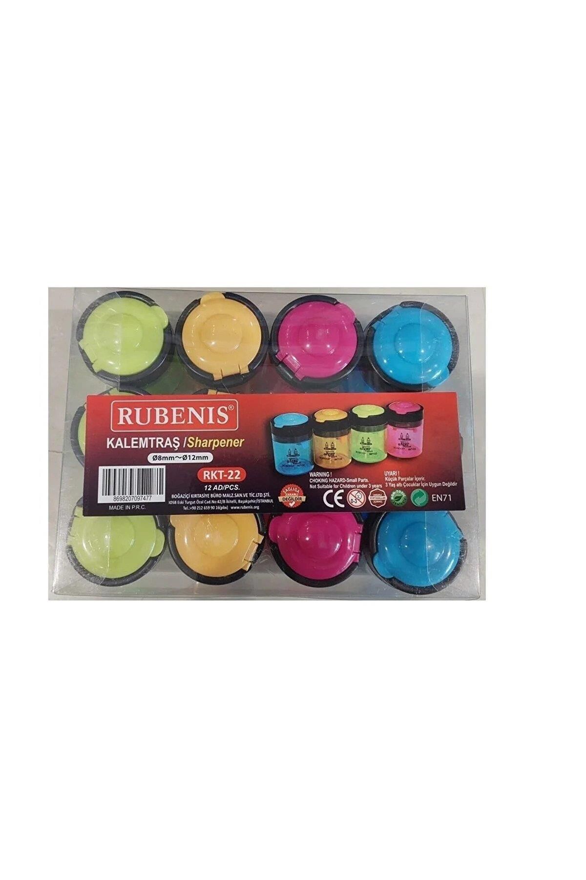 Rubenis-مبراة أقلام رصاص للطلاب بأربعة ألوان مع فتاحة مزدوجة - مع غطاء (عبوة من 12 قطعة) 1