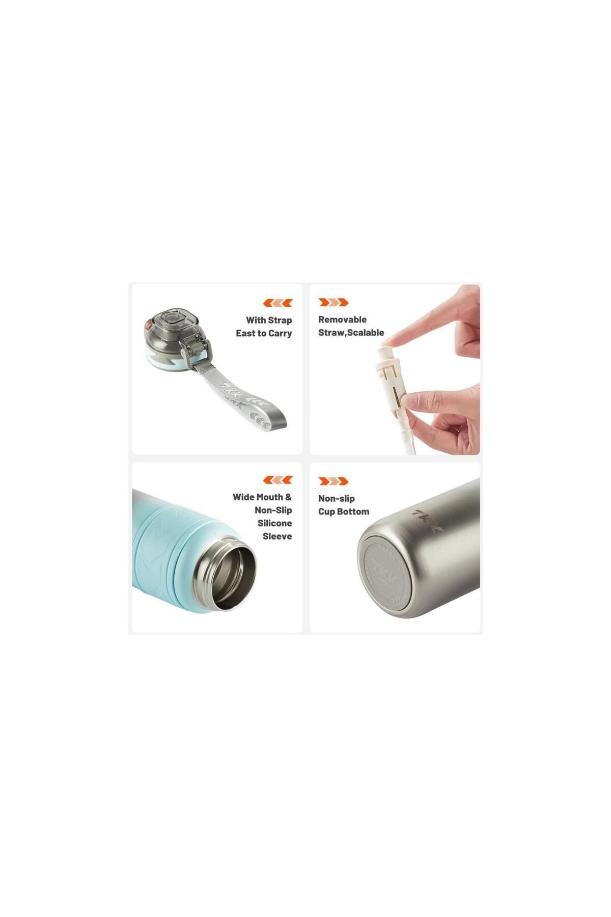 Vagon-TKK Stainless Steel Thermos Flask 500 ML Use with and Without Straw (Mixed Color 1 Piece) 4