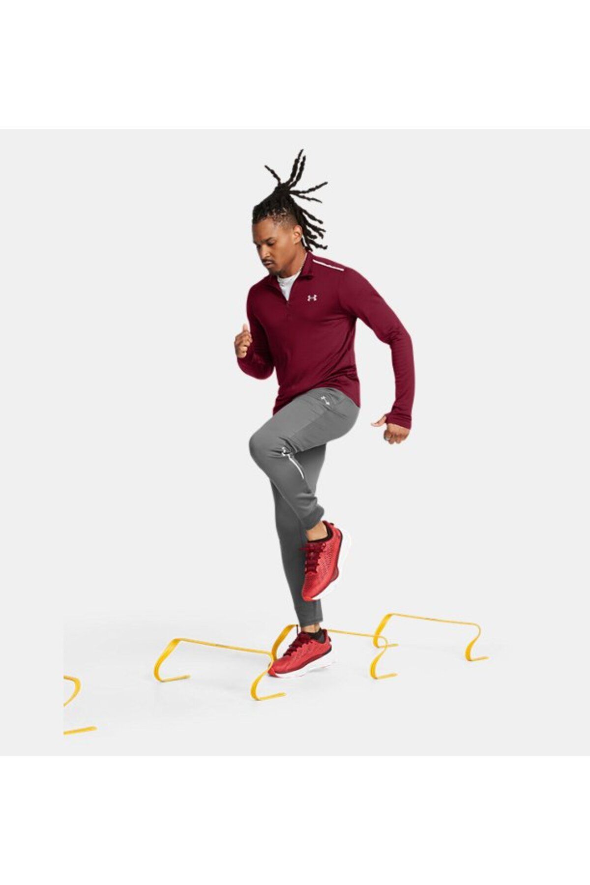 تی شرت ورزشی قرمز مردانه UA CW 1 4 آستین بلند زیپ 625 Under Armour
