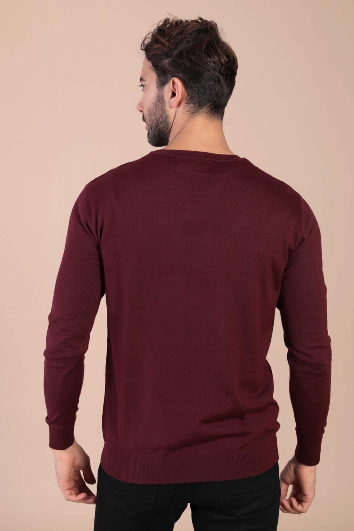 Ferraro-Pulover de lână superfină pentru bărbați, burgundy 5