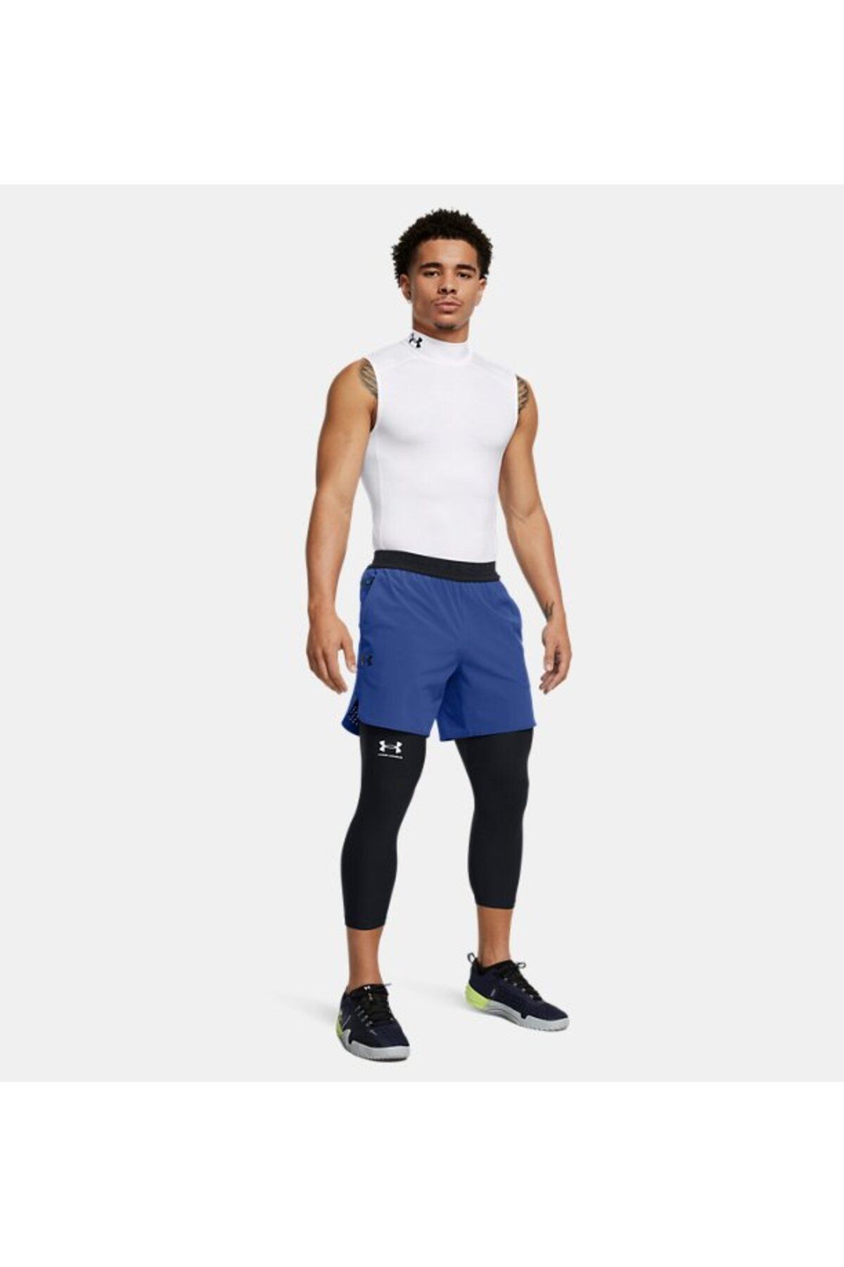 رکابی ورزشی سفید مردانه Ua Hg Armor Comp ورزشکار مسخره 1361521 100 Under Armour