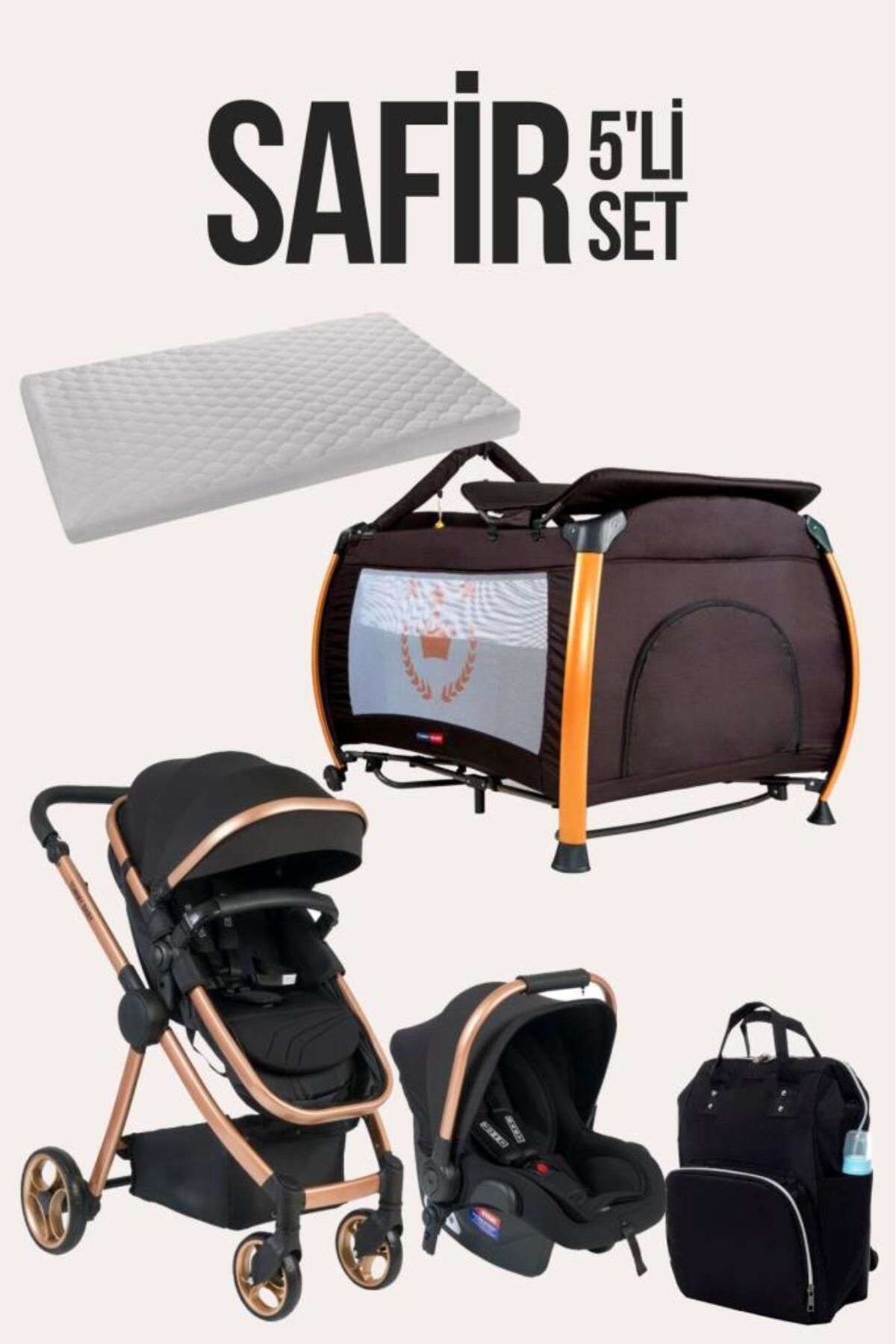Tommybaby Safir 5'li Set Bebek Arabası Oyun Parkı Çanta Yatak