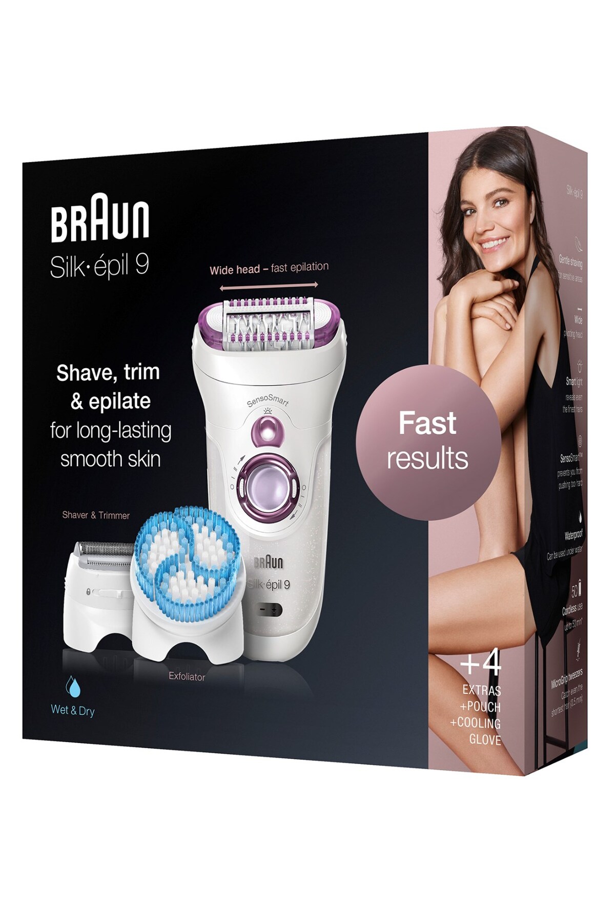 Silk-épil 9 9735 SensoSmart Kablosuz Islak&Kuru 6 Ek Parçalı 3'ü 1 Arada Epilatör — PRA-11003595-2386 — تصویر 7 از 7