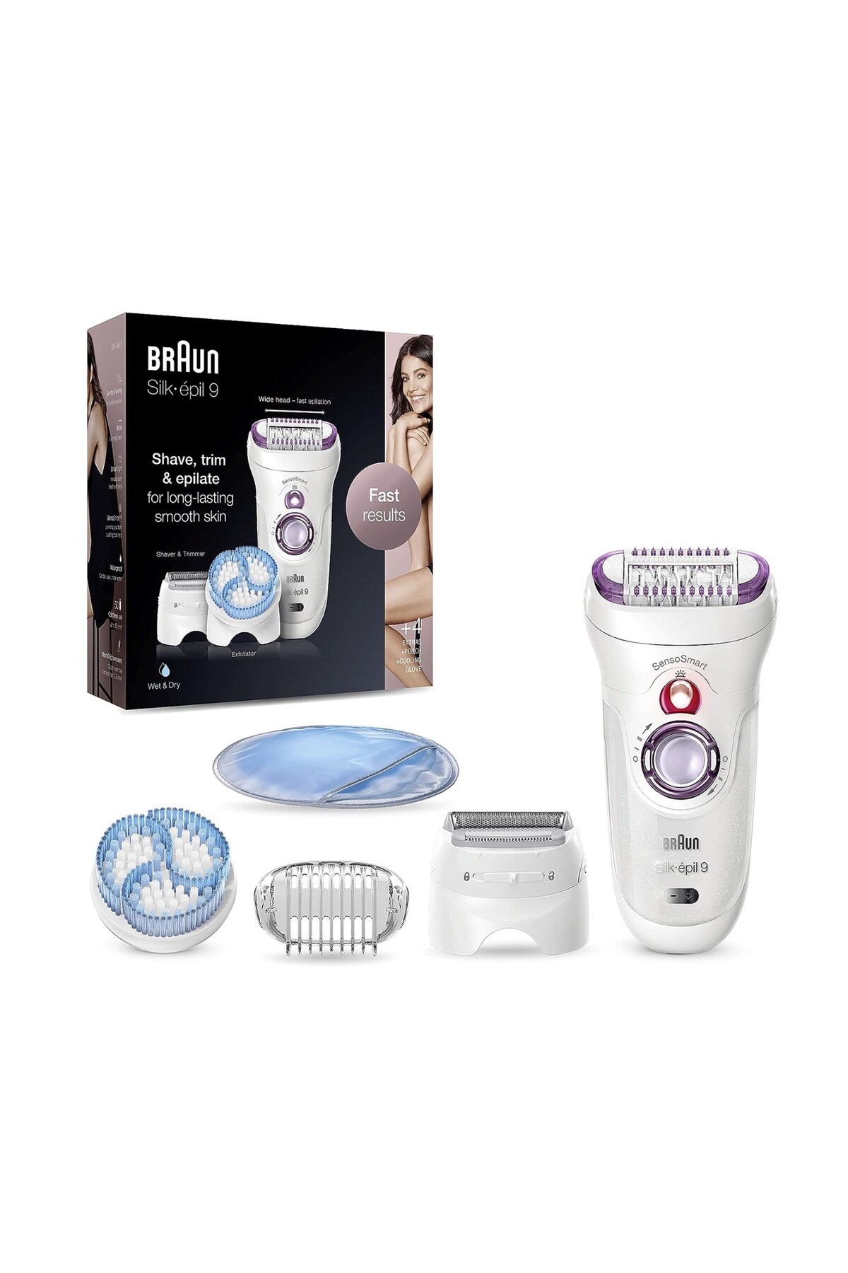 Braun Silk-épil 9 9735 SensoSmart Kablosuz Islak&Kuru 6 Ek Parçalı 3'ü 1 Arada Epilatör — PRA-11003595-2386
