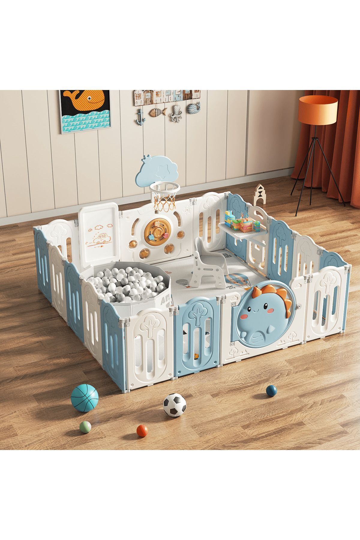 UTHİNGO DİNAZOR TEMALI OYUN ALANI  190x196cm TOP HAVUZU HEDİYELİ