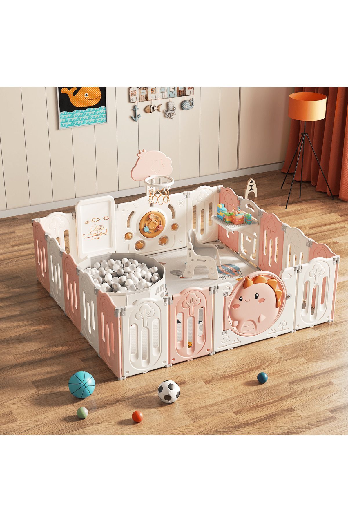 UTHİNGO DİNAZOR TEMALI OYUN ALANI  190x196cm TOP HAVUZU HEDİYELİ