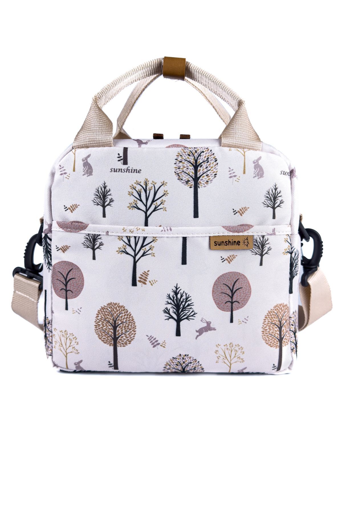 Sunshine Ağaç Desen Termal Isı Izolasyonlu Ek Gıda Yemek Taşıma Beslenme Omuz Çantası fotoğrafı 4 (önizleme)