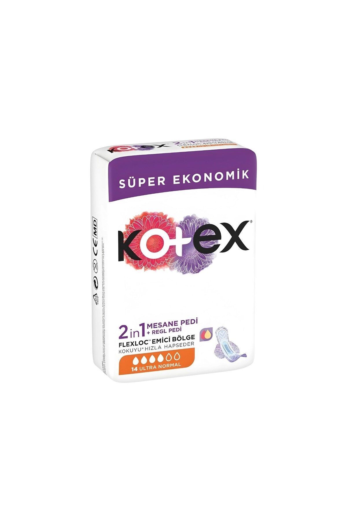 Kotex 2IN1 Regl-Mesane Ultra Normal 14'Lü Ped