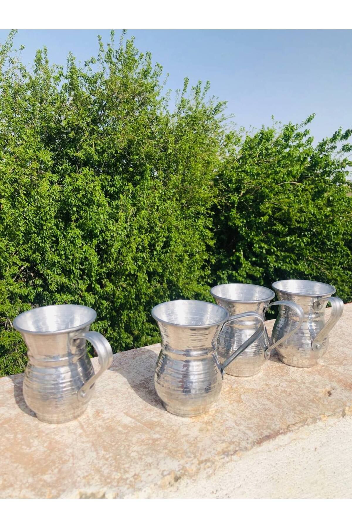 Bakır Görünümlü Alüminyum Kulplu Bardak Su&Ayran Bardağı Kulplu Bardak Kupa Bardak 2 Adet - 3