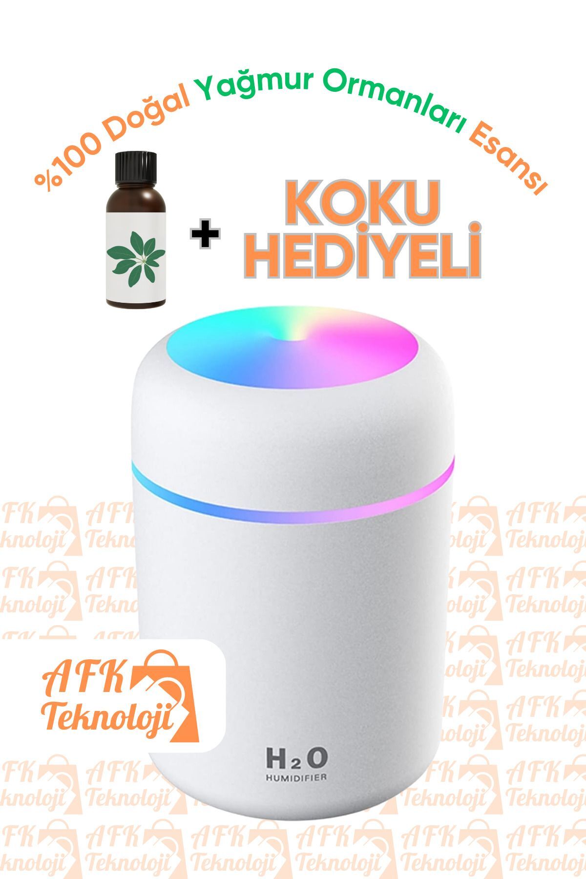 AFKTECH 300ml Hava Nemlendirici Buhar Makinesi - Yağmur Ormanları Esansı