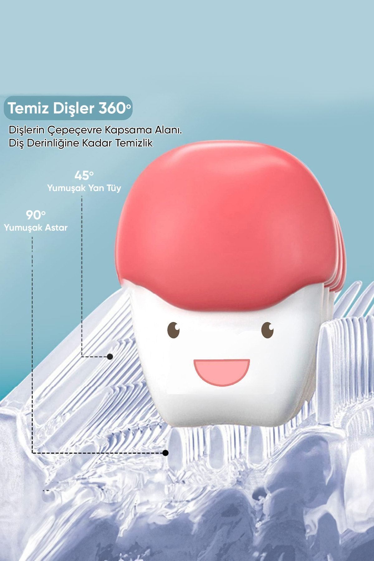 CARNIVAL LAND Çocuk Diş Fırçası U Şeklinde Pratik Mavi Saplı 360 Derece Döner Bebek Yeni Nesil fotoğrafı 5 (önizleme)