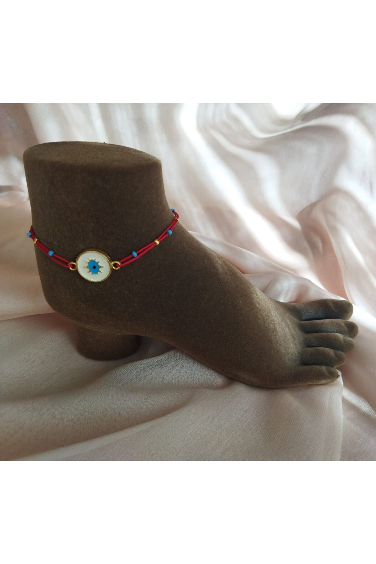 derokas Göz halhal kırmızı ip