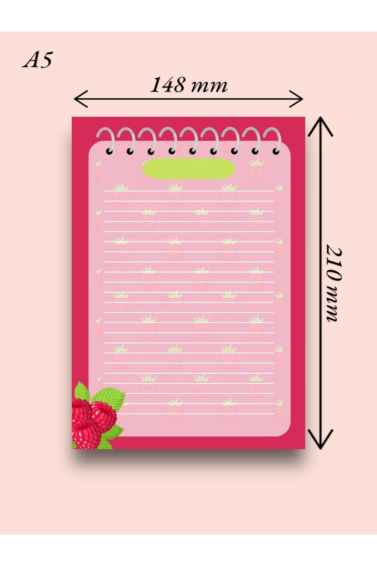Mirya Notes-A5 Raspberry Patterned Notepad - Notepad - Notepad 2