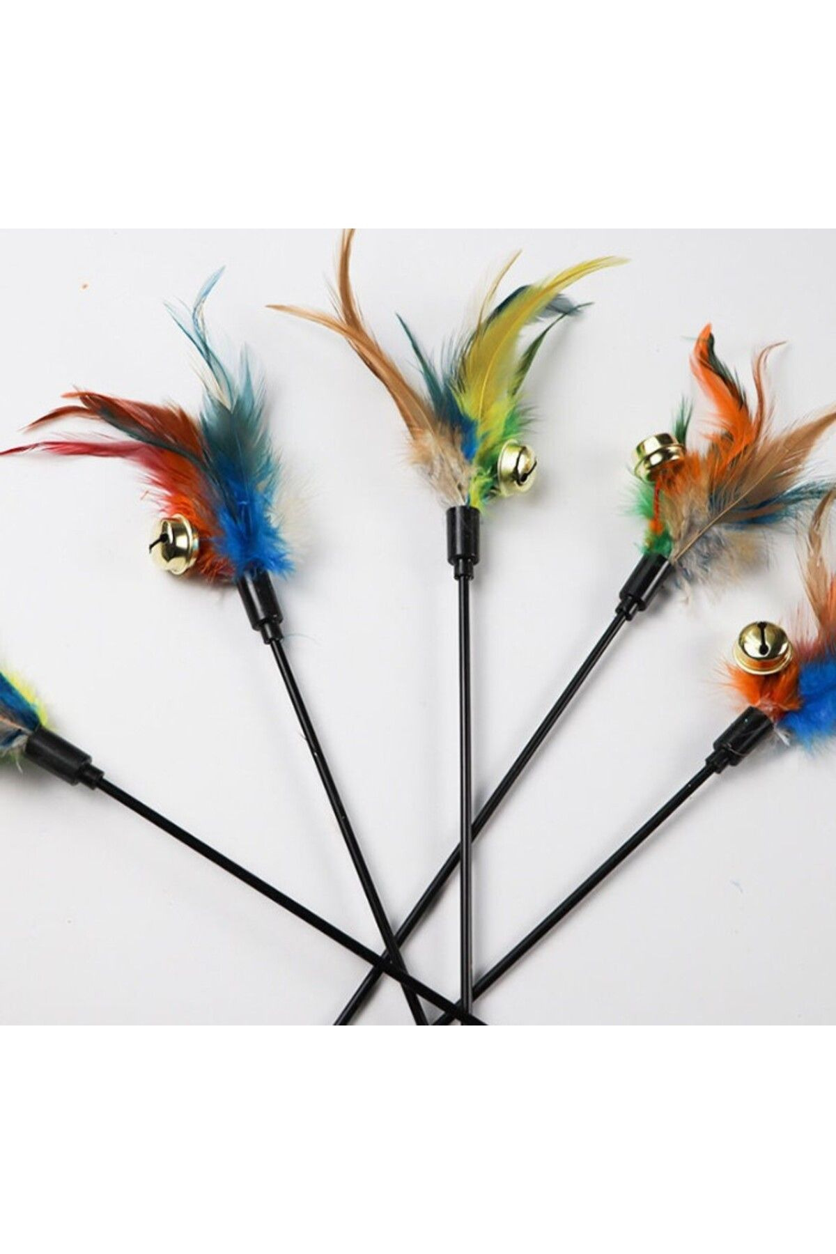 zeixpow Çıngıraklı Tüylü Kedi Oyun Çubuğu Kedi oltası