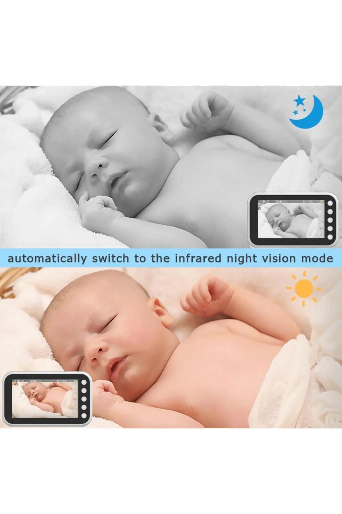 Yellowtech Bebek Kamerası 4.3" Lcd | Iki Yönlü Ses | Oda Sıcaklık Takibi | Hd Gece Görüşü | Alarm & Hatırlatma fotoğrafı 4 (önizleme)