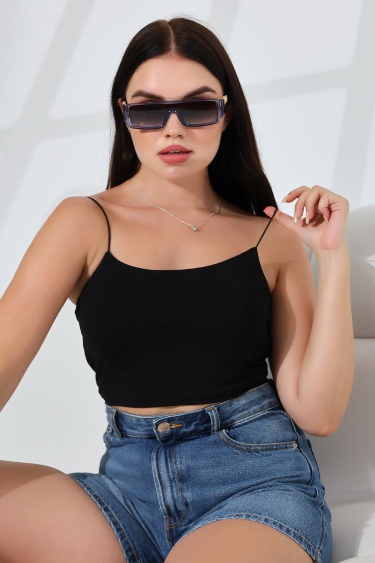 LITTLEMOON-LYC COMP - Short Crop Bustier Tank Top with Rubber String Straps 4