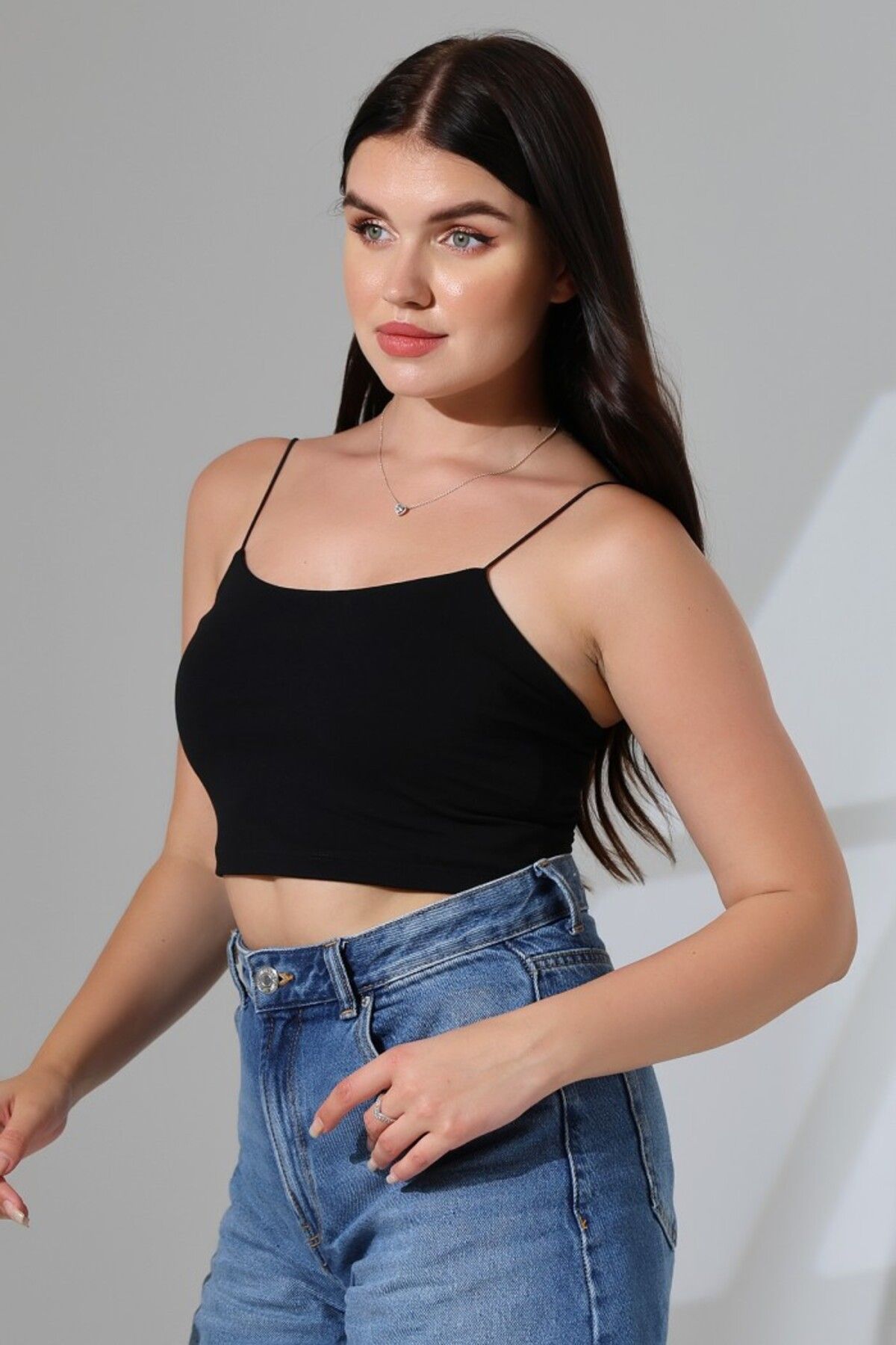 LITTLEMOON-LYC COMP - Short Crop Bustier Tank Top with Rubber String Straps 3