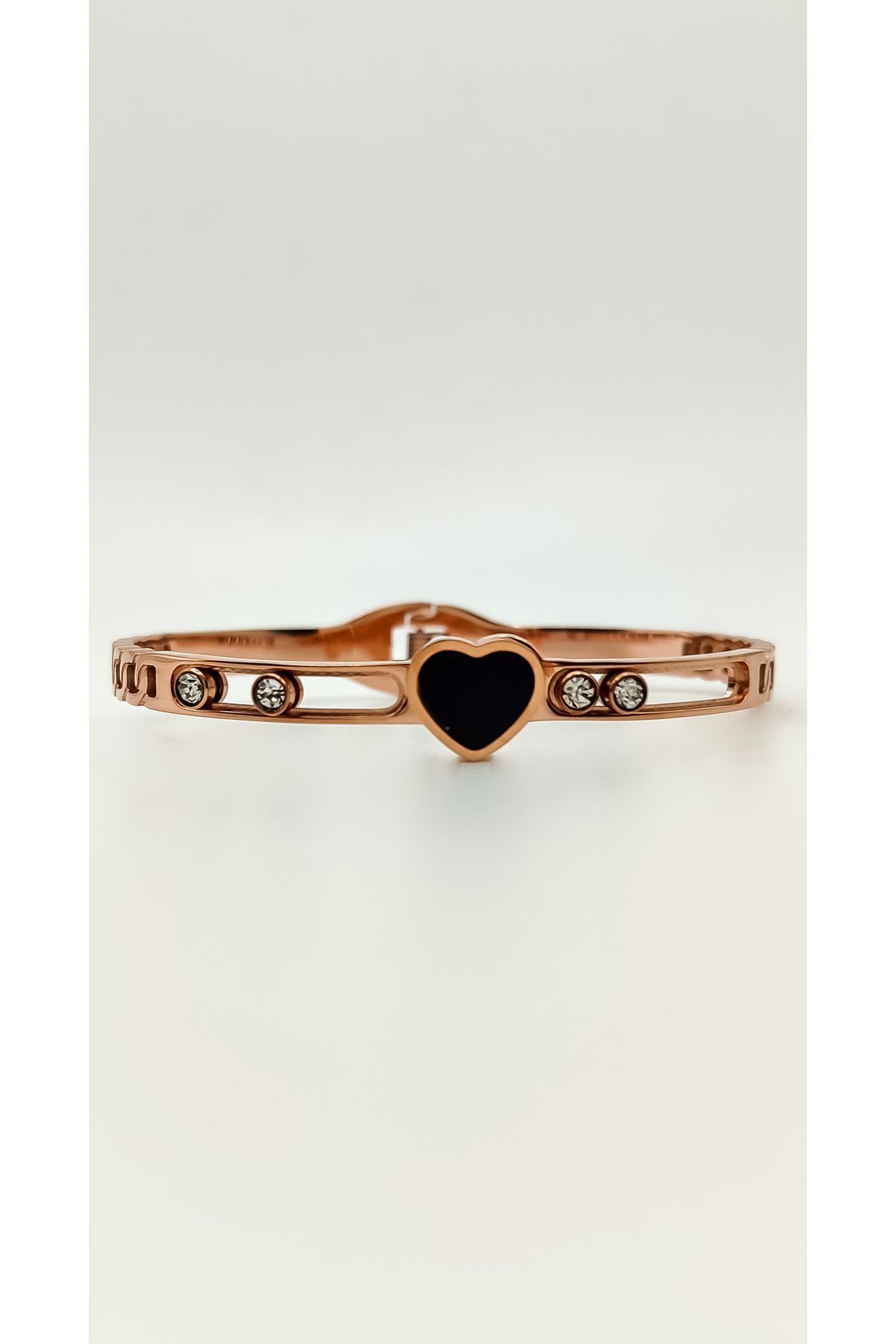 Bilezik Çelik Siyah Kalp Tasarım Bileklik Garanti Belgeli