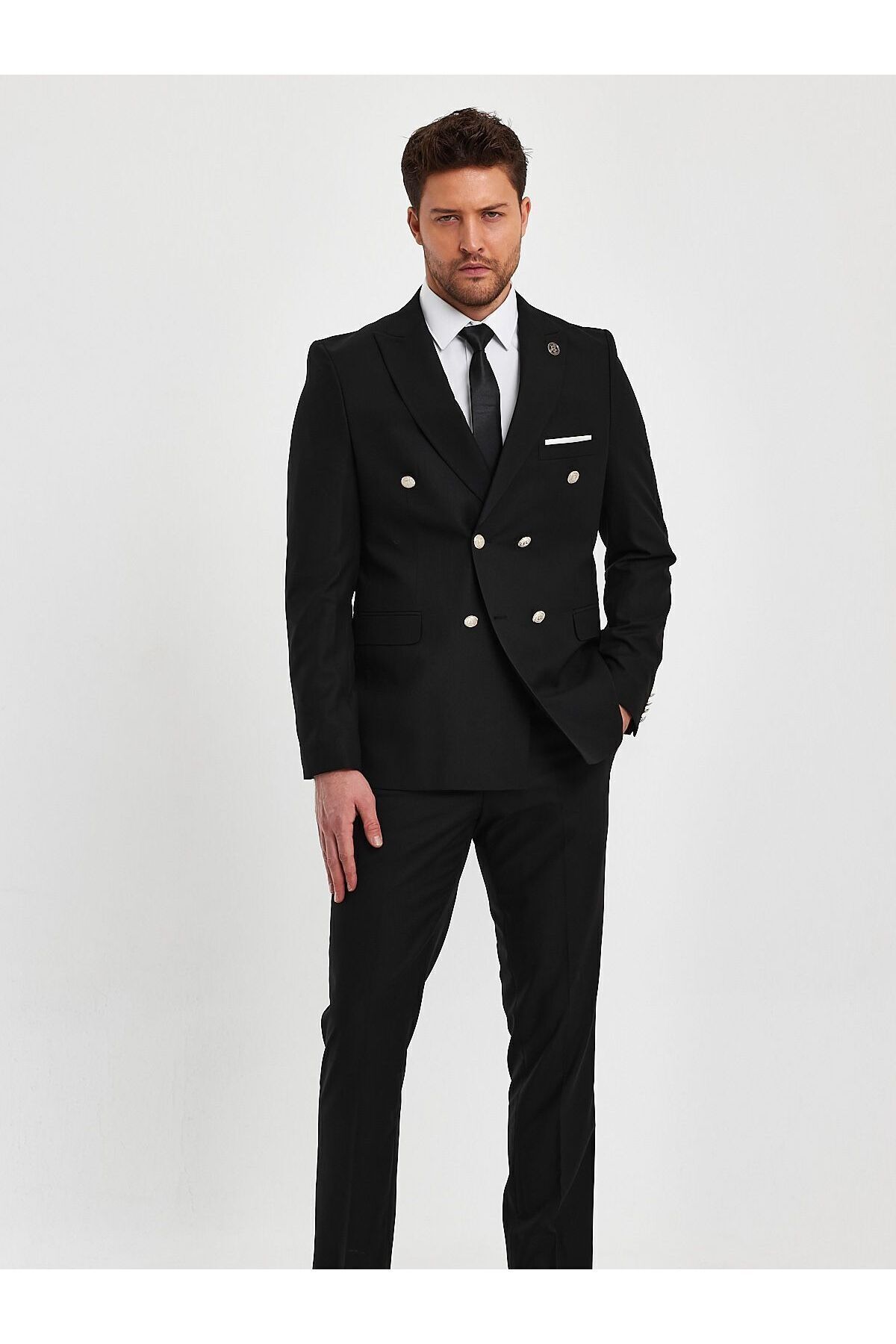 Terziayhan  Terzi Ayhan siyah renk slimfit kruvaze takım elbise - Görsel 3