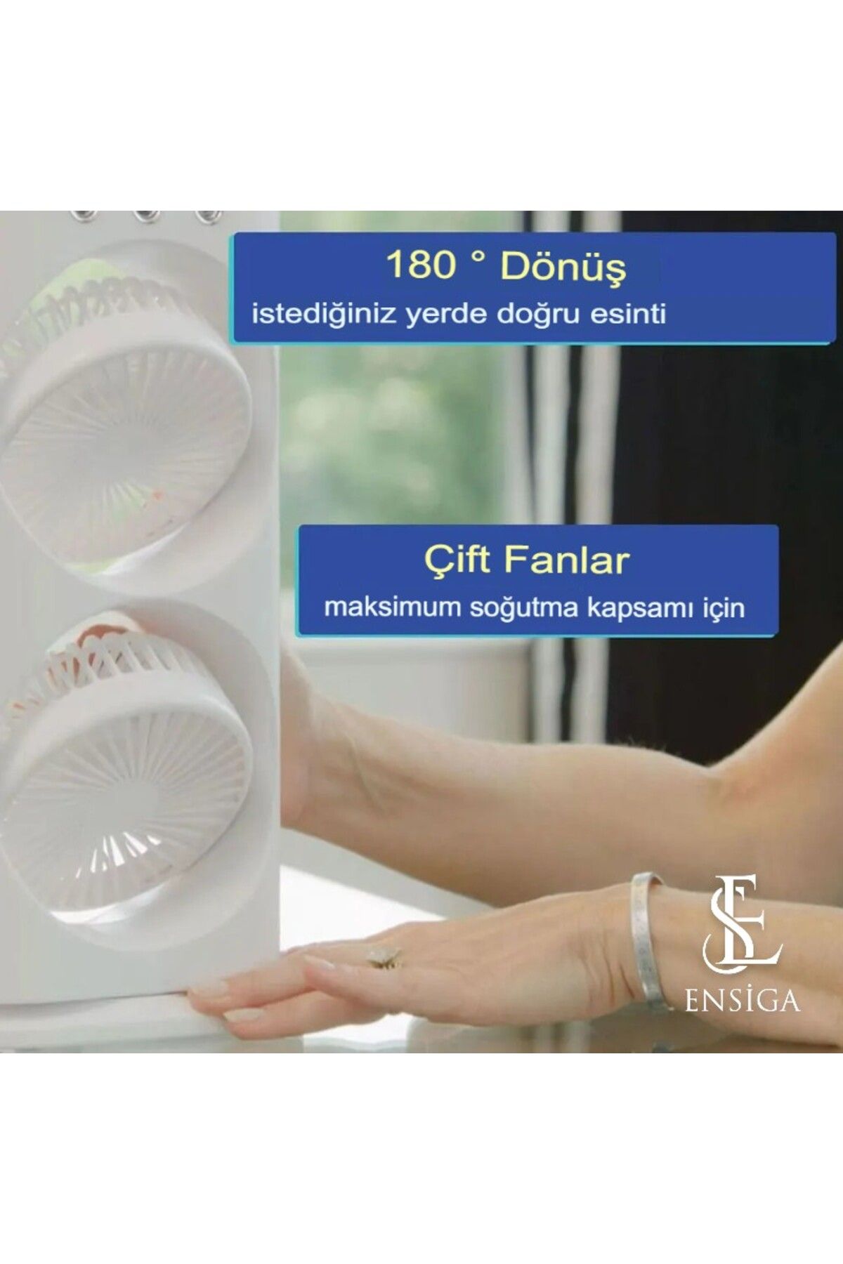 Su Püskürtmeli Iki Pervaneli Otomatik Döner Klima Vantilatör