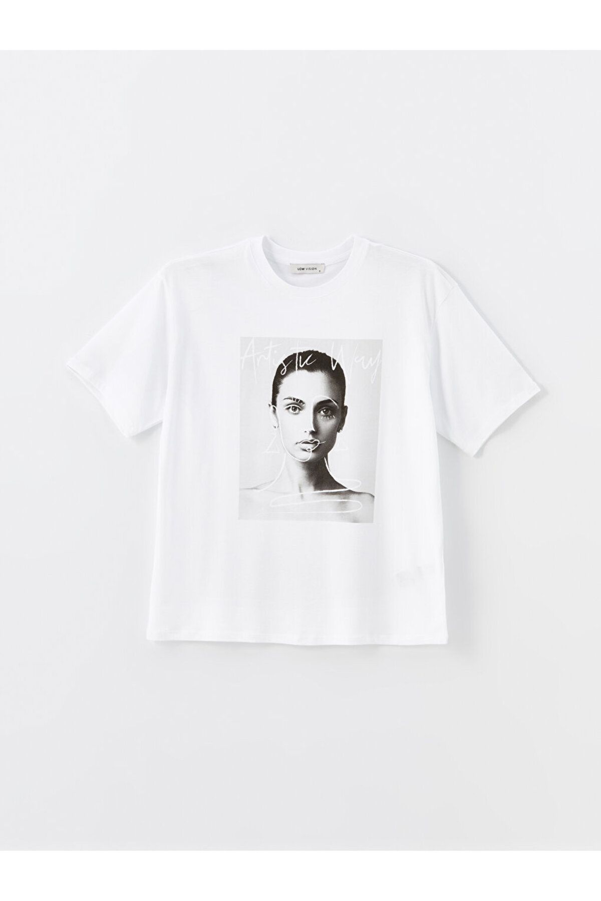 LC Waikiki-Tricou supradimensionat pentru damă - decolteu, imprimat, mânecă scurtă 5