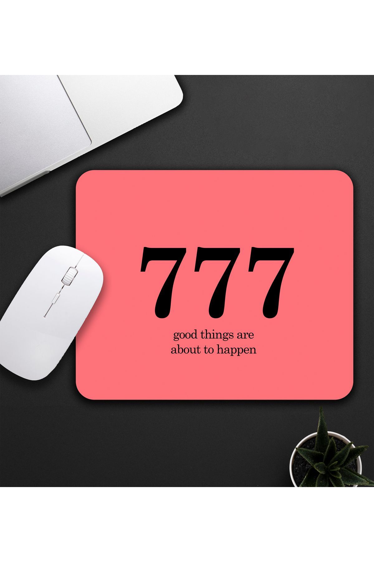 777 Olumlama Baskılı Mouse Pad 23x19cm Fare Altlığı Kaydırmaz Taban 2