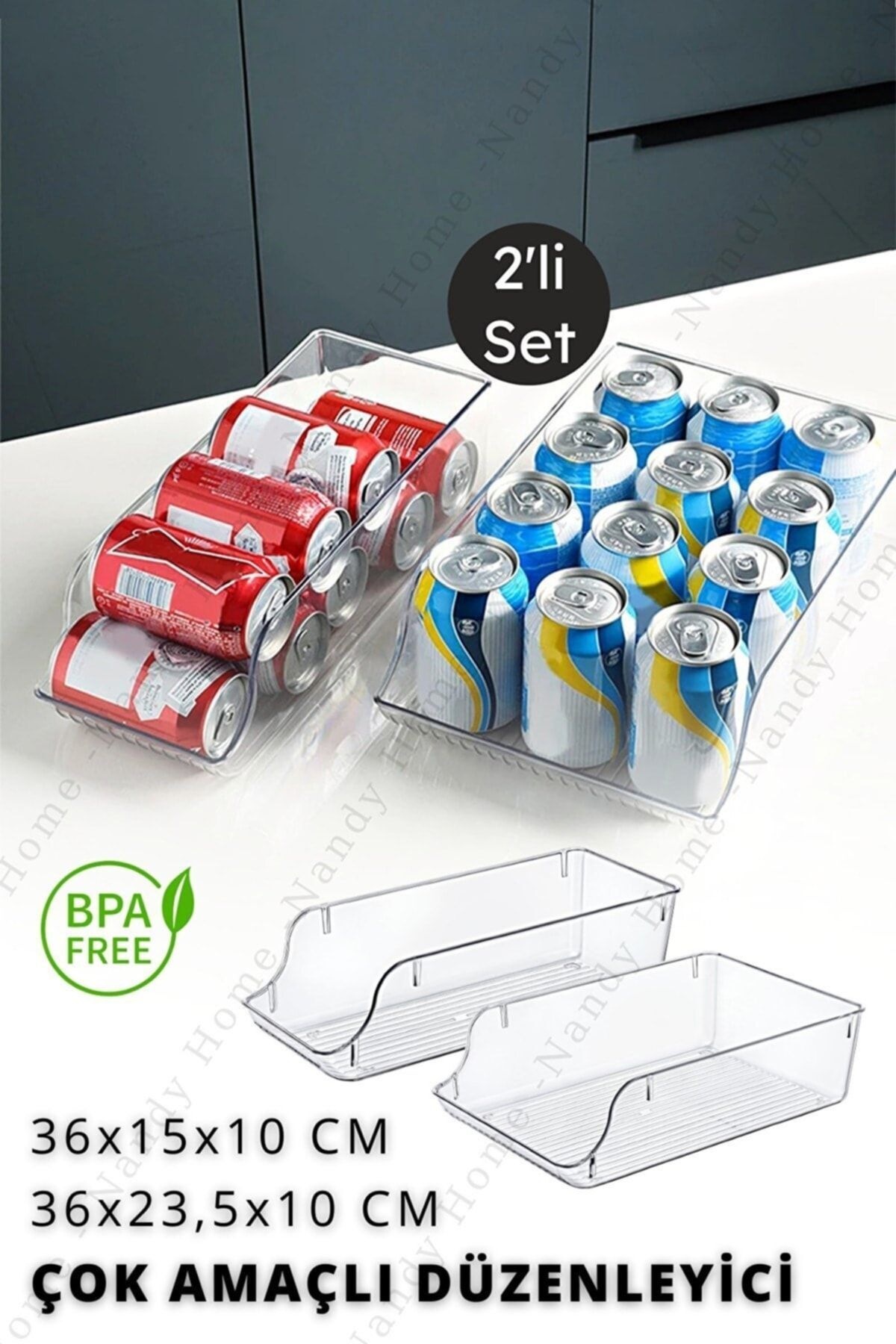 BOZHOUSE Set Organizator De Băuturi, Frigider Și Dulap Multifuncțional De 2 Dimensiuni Mici + Dimensiuni Mari - One Size