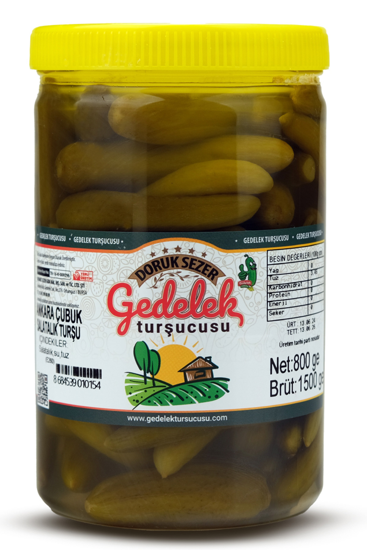 MEHMET SEZER TURŞULARI Gedelek Turşucusu Ankara Çubuk Salatalık Turşu 800 gram