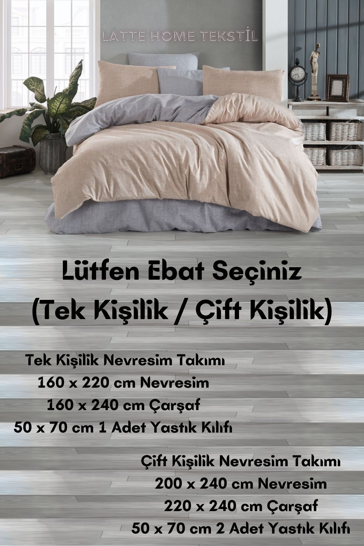 Almira Tek Kişilik İki Renkli Çift Taraflı Kullanımlı  Pamuklu Ranforce Kumaş Nevresim Takımı 2