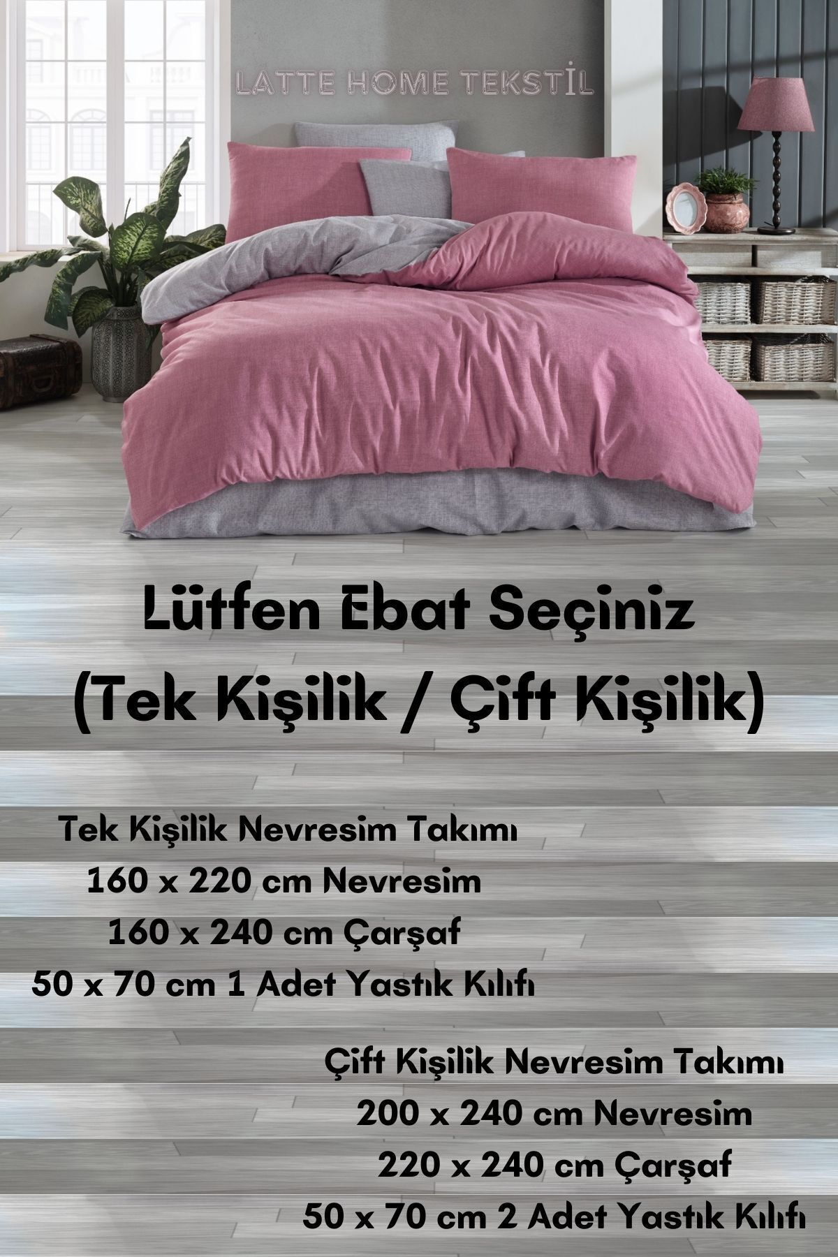 Almira Tek Kişilik İki Renkli Çift Taraflı Kullanımlı  Pamuklu Ranforce Kumaş Nevresim Takımı 2