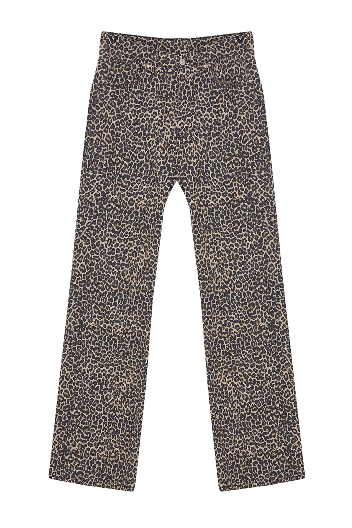 Trendyol Collection-Hnědé široké džíny s vysokým pasem a leopardím potiskem - Twoss24Je00286 6