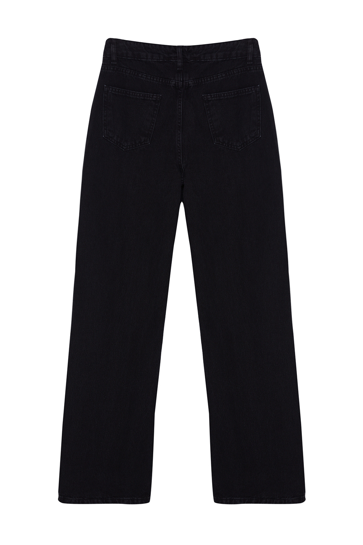 Trendyolmilla  Siyah Pens Detaylı Yüksek Bel Wide Leg Jeans TWOAW23JE00345 - Görsel 9