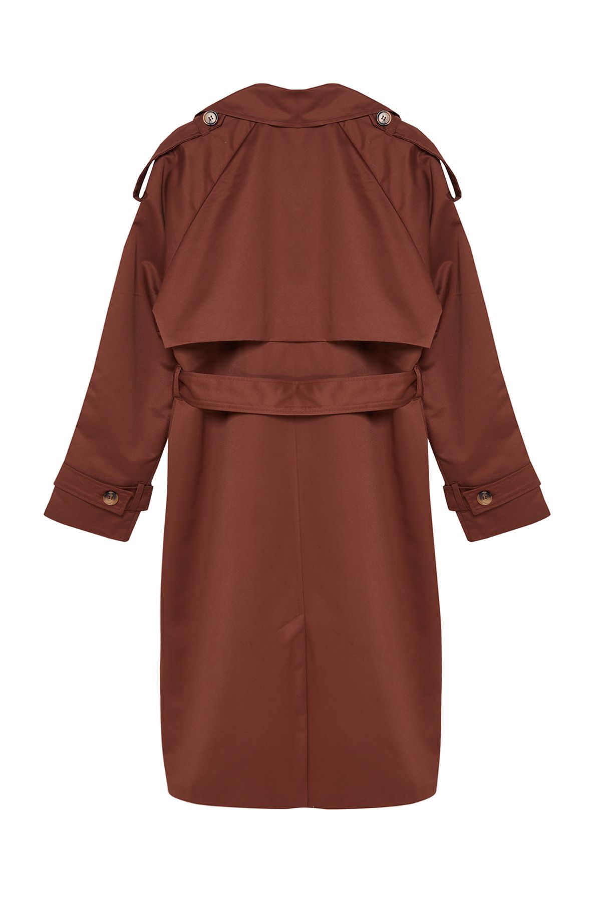 Trendyol Collection-Wodoodporny brązowy trencz z paskiem - TWOSS20TR0012 12
