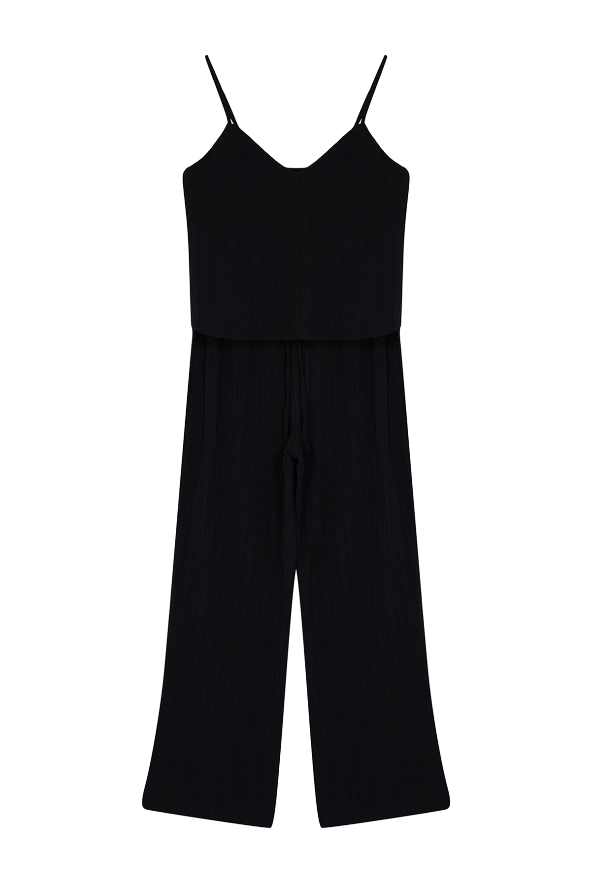 Trendyolmilla  Siyah Bağlama Detaylı İp Askılı Dokuma Pijama Takımı THMSS24PT00402 - Görsel 6