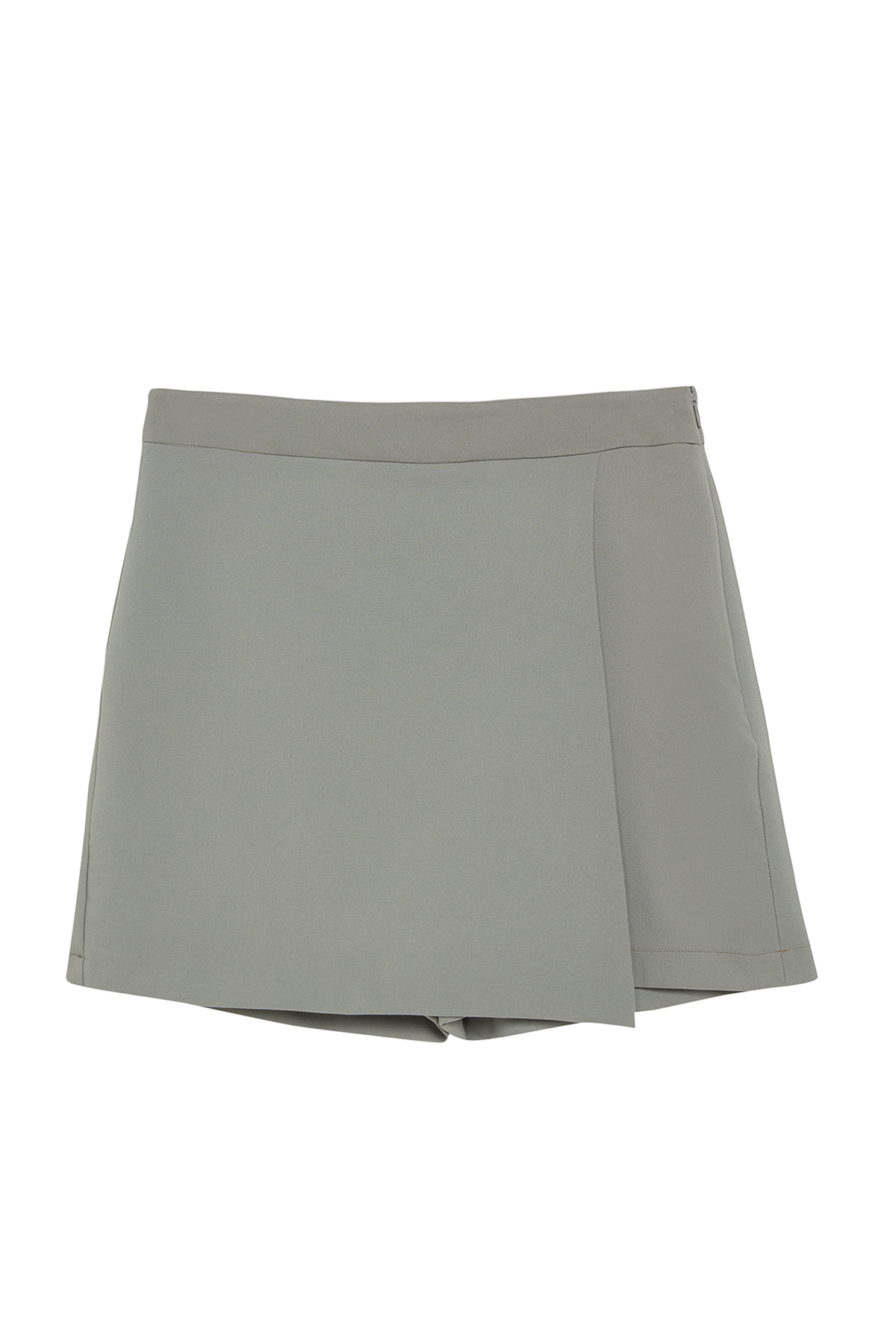 Trendyolmilla  Açık Haki Kruvaze Dokuma Şort Etek TWOAW20SR0072 - Görsel 7